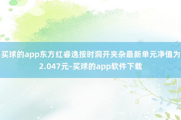 买球的app东方红睿逸按时洞开夹杂最新单元净值为2.047元-买球的app软件下载