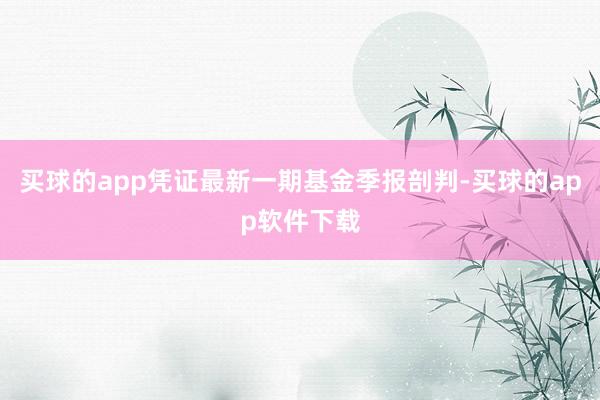 买球的app凭证最新一期基金季报剖判-买球的app软件下载