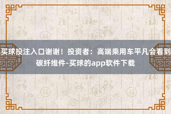 买球投注入口谢谢！投资者：高端乘用车平凡会看到碳纤维件-买球的app软件下载