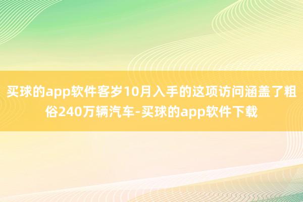 买球的app软件客岁10月入手的这项访问涵盖了粗俗240万辆汽车-买球的app软件下载