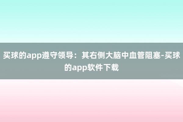 买球的app遵守领导：其右侧大脑中血管阻塞-买球的app软件下载