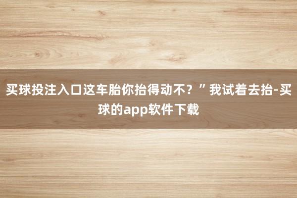 买球投注入口这车胎你抬得动不？”我试着去抬-买球的app软件下载