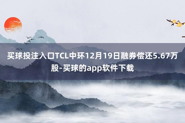 买球投注入口TCL中环12月19日融券偿还5.67万股-买球的app软件下载